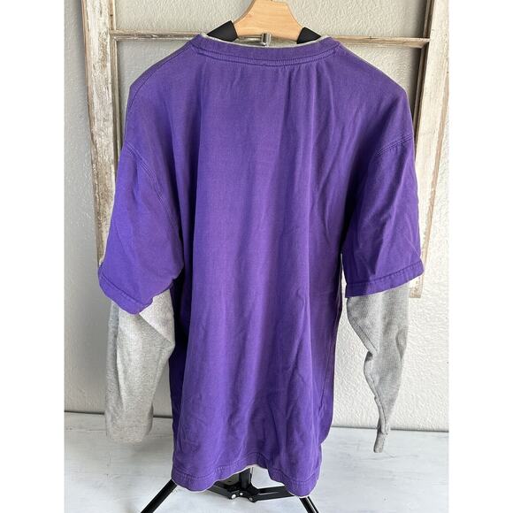 LSU Tigers Mens XL Shirt Colosseum Long Sleeve Purple 100% Cotton Layered Look - Picture 4 of 11